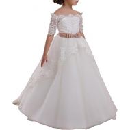 Abaowedding Elegant Flower Girl Lace Beading First Communion Dress 2-12 Years Old