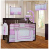BabyFad Modern Quilted Pink 10 Piece Baby Crib Bedding Set