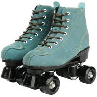 Cowhide Roller Skates for Women and Men High-Top Shoes Double-Row Design,Adjustable Classic Premium Roller Skates