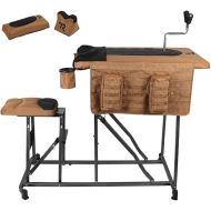 TIMBER RIDGE Magnum Precision Portable Shooting Bench Seat with Table Gun Rest, Shot Bag and Front Rest Included, Steel and Brown, Extra Large