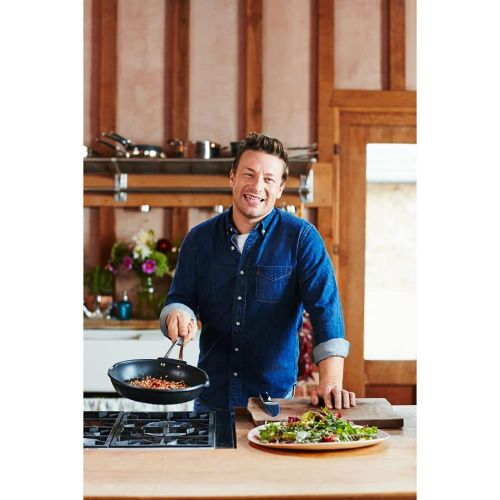 테팔 Tefal E21188 Jamie Oliver Premium Aluguss Induction Wave Wokpfanne mit Gegengriff (30 cm) schwarz