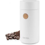 Aroma Housewares Mini Coffee Grinder and Electric Herb Grinder with 304 Stainless Steel Grinding Blades and a See-through Lid (40 g.), White, 40g