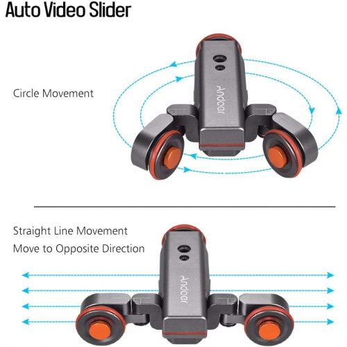  Andoer Track Dolly L4 PRO 3-Wheels Wireless Camera Video Auto Dolly Motorized Electric Track Rail Slider Dolly Car with Wireless Remote Control 3 Speed for DSLR Camera iOS Android