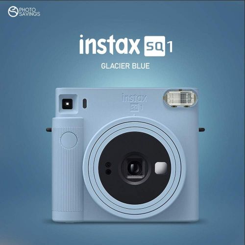 후지필름 Fujifilm Instax SQ1 Instant Camera (Glacier Blue) w/Basic Accessories Bundle Includes Instax Square Instant Film (20 Exposures), Camera Strap, Color Plastic Frames and More