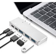 Lubar UPGRADED VERSION USB C Adapter, Aluminum Adapter Thunderbolt Type C Hub with 3 Ports USB 3.0, 2 USB C Charging Ports, USB C Pass-Through Port for MacBook Pro 20172016 and other la