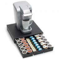 Great Useful Stuff G.U.S. 3-Drawer Coffee Pod Or K-Cup Holder, Compatible With All Capsules Including Nespresso, Keurig, Gourmesso, Verismo, Nescafe Dolce Gusto, CBTL; Decorative Black Leatherette