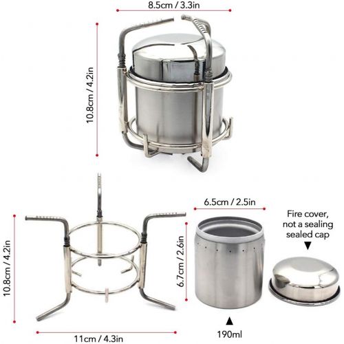  Lixada Camping Alcohol Stove Stainless Steel Ultralight Folding Liquid Stove with Rack Support Stand for Camping Picnic BBQ Cooking