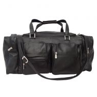 Piel Leather 24In Duffel with Pockets, Black, One Size