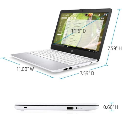 에이치피 HP Stream 11.6 HD (1366 x 768) SVA anti-glare WLED-backlit Laptop, Intel Celeron N4000 up to 2.6GHz, 4GB DDR4, 64GB eMMC, Wi-Fi 5, Bluetooth, Webcam, USB-C, HDMI, Windows 10 S, 64G