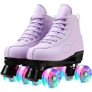Comeon Roller Skates for Women PU Leather High-top Roller Skates Four-Wheel Roller Skates Girl Indoor Outdoor Skating Shoes
