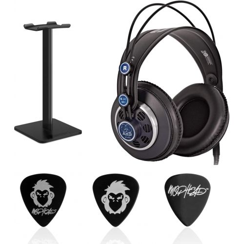  AKG K240 MKII Professional Semi-Open Stereo Headphones Bundle with Audiomate Headphone Stand and Mophead 3 Medium Guitar Picks