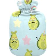 Large Water Bottle with Soft Cover 2 L fashy ice Pack for Hot and Cold Compress, Hand Feet Rainbow and Heart