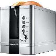 [아마존베스트]Chefman 2-Slice Toaster w/ Extra Wide Slots, 7 Shade Settings, Stainless Steel, for Toasting Bagels, Defrost/Reheat/Cancel Functions, Removable Crumb Tray, 850W, Silver