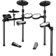 [아마존베스트]HXW SD61-4 Kit Electric Drum Set 8-piece Mesh Head Electronic Drums, Easy Assemble Steel Racks, User-friendly Module, Drum Sticks Included