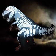 GOOSH 6.5Feet High Halloween Inflatable Skeleton Dinosaur T-Rex Holding Pumpkin with Build-in Red F5 Flashing Lights in Eyes Blow Up Inflatables for Party IndoorOutdoorYardGarden,L