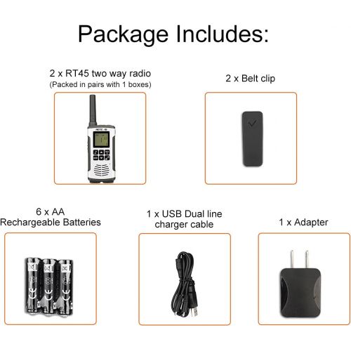  [아마존베스트]Retevis RT45 Walkie Talkie Adult Rechargeable,Long Range Two Way Radio,Flashlight AA 22CH VOX,for Family Outdoor Hiking Camping(2 Pack)
