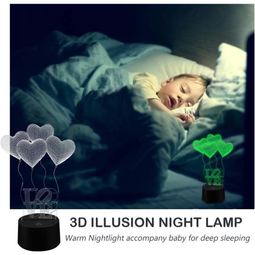  [아마존베스트]AZIMOM 3D Illusion Lamp Love Heart Night light 7Colors Changing Smart Touch Sensor Optical Illusion Bedside Lamps Bedroom Home Decoration Kids Boys & Girls Women Birthday Gifts