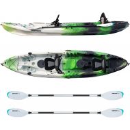 Driftsun Teton 120 Hard Shell Recreational Tandem Kayak, 2 or 3 Person Sit On Top Kayak Package with 2 EVA Padded Seats, Includes 2 Aluminum Paddles and Fishing Rod Holder Mounts