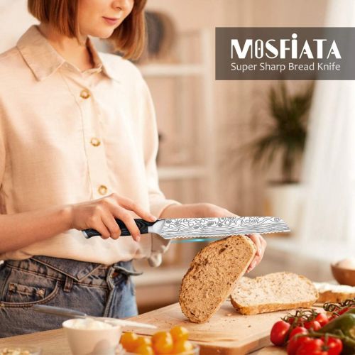  [아마존베스트]MOSFiATA 8 Bread Knife, Sharp Serrated Knife with Sheath, Bread Lame and 5 Blades in Gift Box, German High Carbon Stainless Steel EN1.4116 Cake Knife with Micarta Handle