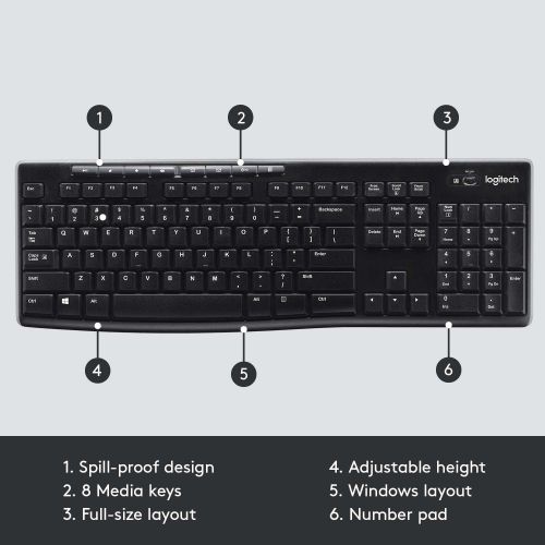 로지텍 [아마존베스트]Logitech Wireless Keyboard K270 with Long-Range Wireless
