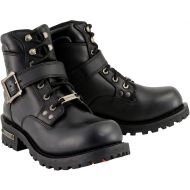 Milwaukee Leather MBM9010W Mens Black Wide-Width Lace-Up 6-inch Engineer Boots with Side Buckle - 13W