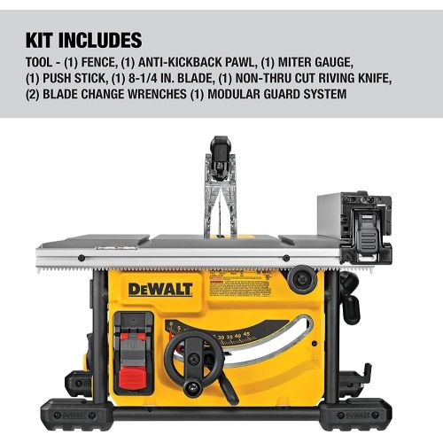  DEWALT Table Saw for Jobsite, Compact, 8-1/4-Inch with Table Saw Stand, Mobile/Rolling (DWE7485 & DW7440RS)