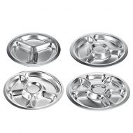 Fulstarshop Stainless Steel Round Divided Dinner Plate BPA Free Kids Plates Serving Tray Food Platter for Kids and Toddlers, 6 sections