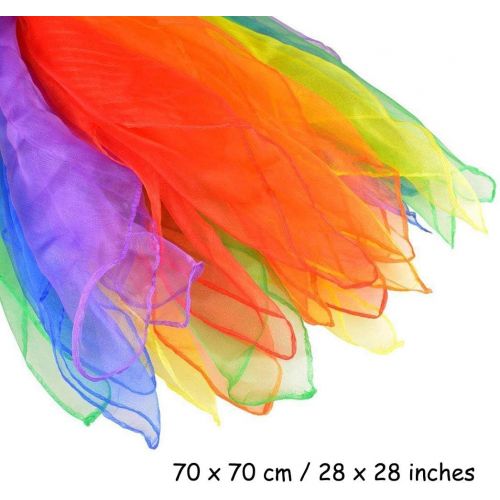  [아마존베스트]Beuya 20 Pack Dance Scarves (28 x 28 inch), Solid Color Square Juggling Scarf Magic Scarves Fashion Clothing Bag Accessories Scarf Handkerchief