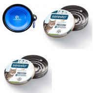 Bayer Animal Health Bayer Seresto Flea and Tick Collar for Cat, all weights, 2 Pack With HS Pets Collapsible Pet Bowl