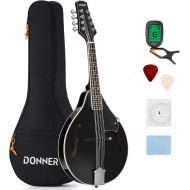[아마존베스트]Donner A Style Mandolin Instrument Sunburst Mahogany DML-100B With Tuner String Big Bag and Guitar Picks, Black