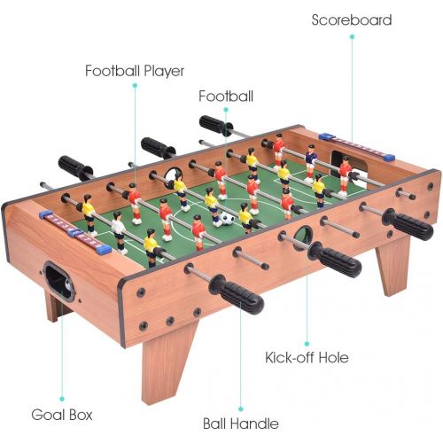 자이언텍스 Giantex 27 Foosball Table, Easily Assemble Wooden Soccer Game Table Top w/ Footballs, Indoor Table Soccer Set for Arcades, Game Room, Bars, Parties, Family Night