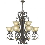 Siret Lighting ST1052-ORB Lilianna 6-Light Oil Rubbed Bronze Tea-Stained Glass Shades Chandelier Raw Brass