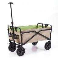 Seina Manual 150 Pound Capacity Folding Steel Wagon Outdoor Garden Cart, Tan