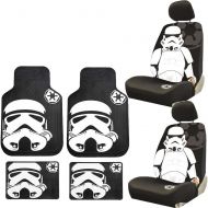 U.A.A. INC. 8PC Star Wars Stormtrooper Seat Covers Front & Rear Rubber Floor Mats Universal