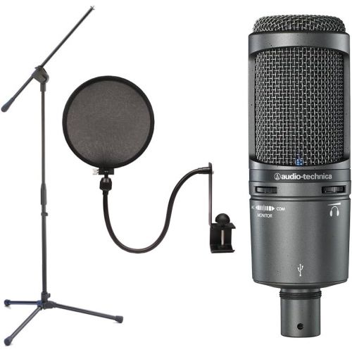 오디오테크니카 Audio Technica AT2020USB+ Plus Condenser Microphone with Boom Stand and Pop Filter