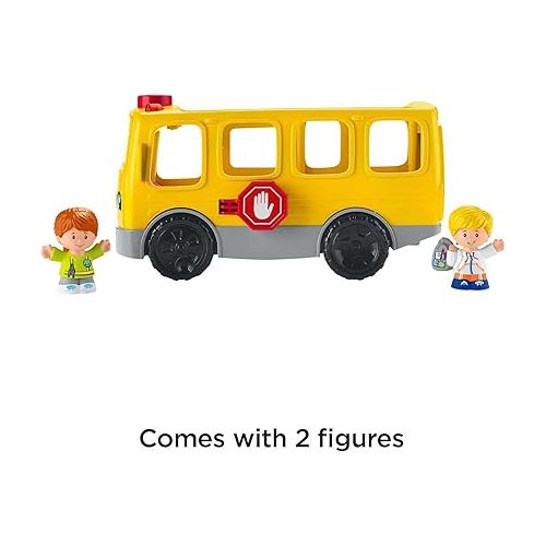 피셔프라이스 Fisher-Price Little People Musical Toddler Toy Sit with Me School Bus with Lights Sounds & 2 Figures for Ages 1+ Years