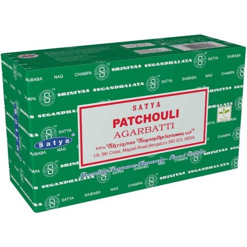  인센스스틱 Satya Bangalore (BNG) Pachouli (Dark Green Box) Incense Sticks 12 Boxes x 15 g (180 Grams Total) New Version (Pachouli Dark Green)