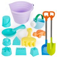 AODLK Children Sand Beach Toys Kit Castle Mould Beach Seaside Toys 13Pcs Random Color Food Grade TPE Material Soft Plastic Pool Toy Set for Toddlers Bucket and Spade Beach Set