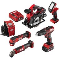 SKIL PWR CORE 12 Brushless 6-Tool Combo Kit, Included 4.0Ah Lithium Battery, 2.0Ah Lithium Battery and PWRJump Charger - CB7434-21