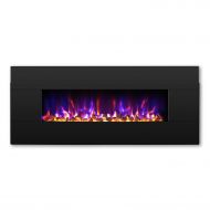 TURBRO Reflektor 42 1400W Electric Fireplace Wall Mounted, Freestanding Fireplace Heater with Reversible Solid Wood Facade, 7-Color Lighting Flame, Remote Control