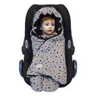 JANABEBE Swaddling Wrap, Car Seat and Pram Blanket Universal for Infant and Child car Seats e.g. Maxi-COSI, Britax, for a Pushchair/Stroller, Buggy or Baby 0 to 11 Months (Black St