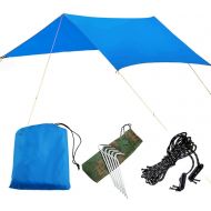 TAHUAON Waterproof Hammock Rain Fly Tent Tarp Camping Shelter Ground Cloth Sunshade Mat for Outdoor Hiking Beach Picnic (Blue)