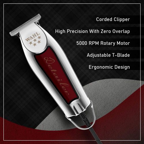  [무료배송] 왈 바리깡 프로페셔널 무선 클리퍼 Wahl Professional Wahl Profesional 5-Star Detailer with Adjustable T Blade for Extremely Close Trimming and Clean and Crisp Lines for Professional Barbers and Stylists - Model 8081