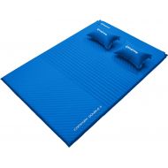 KingCamp Double Self Inflating Sleeping Pad for Camping 75D Sleeping Mat Queen Size Foam Camping Pad with 2 Travel Pillows Air Mattress for Backpacking Tent Indoor Outdoor