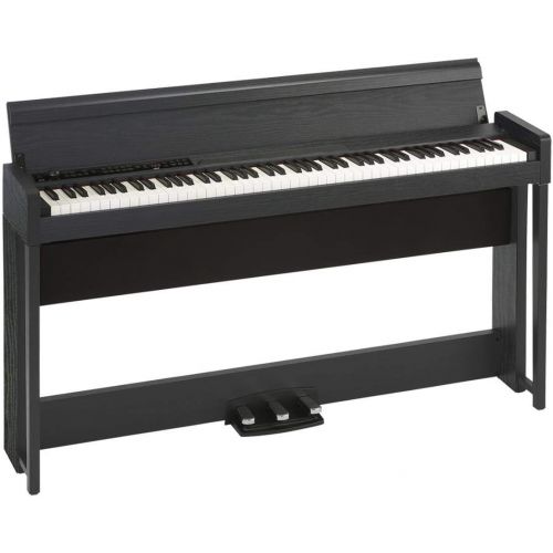  Korg C1 Air Bluetooth 88 Key Digital Piano with Real Weighted Hammer Action 3 Keyboard, Black with Rosewood Grain