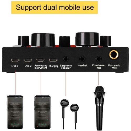  [아마존베스트]MOLI V8 Voice Changer Dual DSP Noise Reduction Chip Audio Mixer Multiple Funny Effects for Phone Computer Game Ipad Karaoke Streamer Recording (Black)