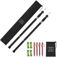 Gold Armour Telescoping Tarp Poles - Aluminum Rods for Tent Fly and Tarps Rainfly, Lightweight Replacement Tent Poles for Camping, Backpacking, Hiking (Black, 2)