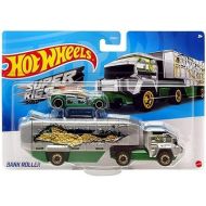 Hot Wheels Super Rigs Bank Roller (Green/Silver), Diecast Hauler and Vehicle Set