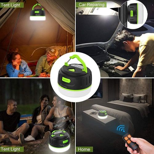  Siivton Rechargeable Camping Lantern with Remote, Power Bank 6400mAh, Up to 150H Running Time, 5 Mode Dimmable LED Tent Light for Camping Hurricane Emergency Kits