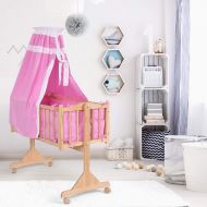 Costzon Wood Baby Cradle Rocking Crib Bassinet Bed Sleeper Portable Nursery (Pink)